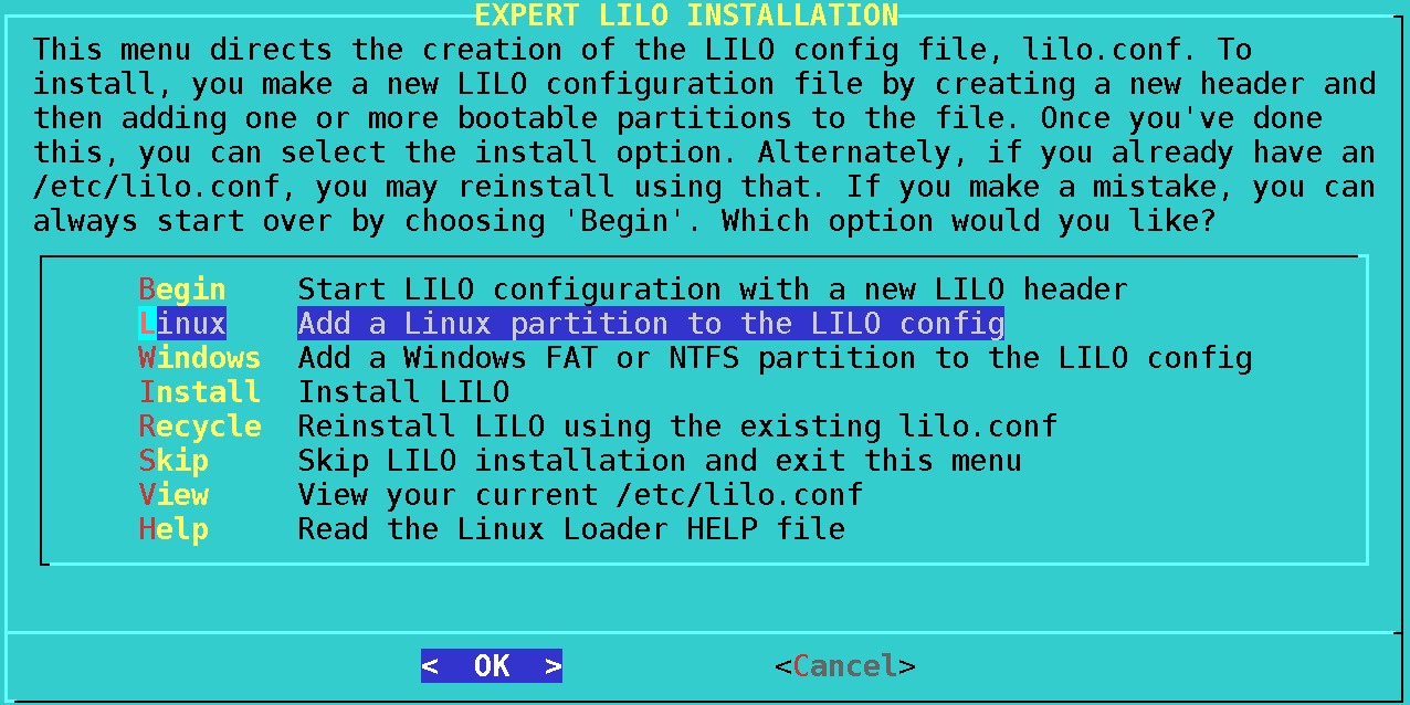 Adding a system in lilo