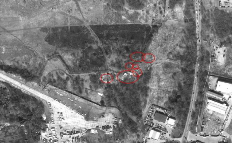 Satellite images showing the mostly disappeared white spots a day after the crash